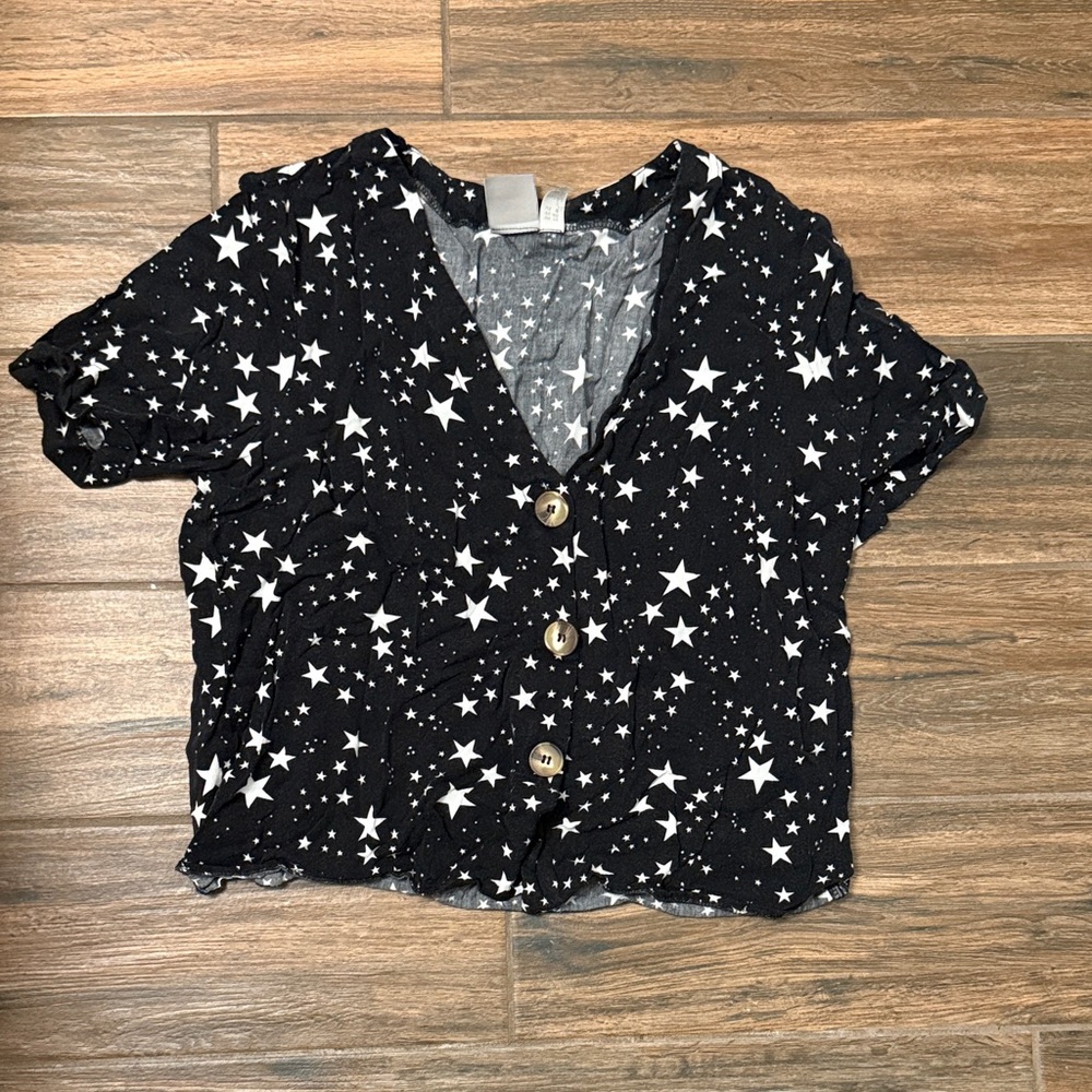 ASOS Black and White Star Crop Top